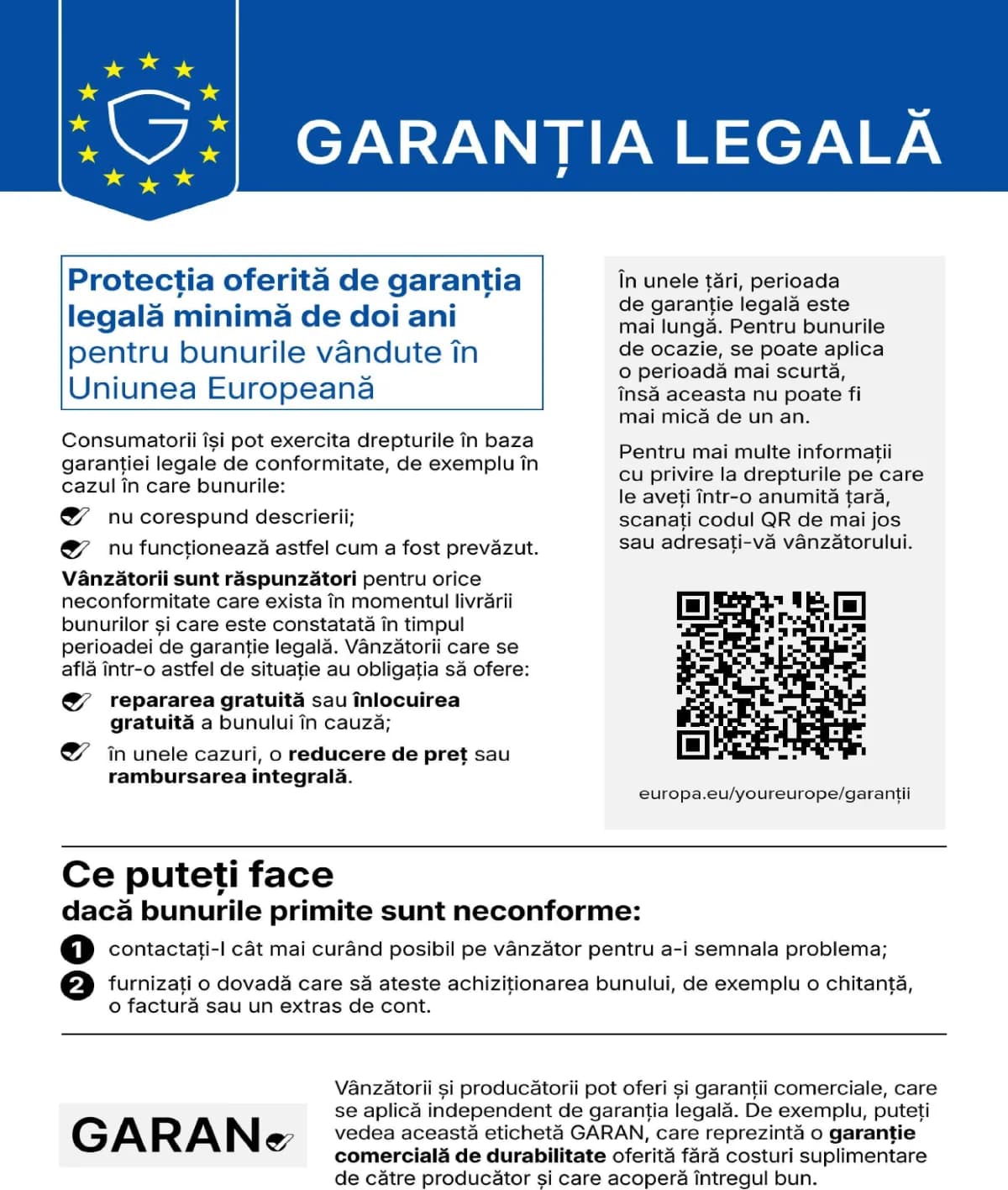 Garanția legală: protecția oferită de garanția legală minimă de doi ani pentru bunurile vândute în Uniunea Europeană