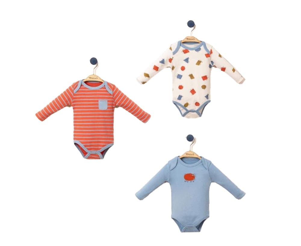 Set 3 Body-uri Nou-Nascut din Bumbac 100%, Marime 0-3 Luni, Masura 62