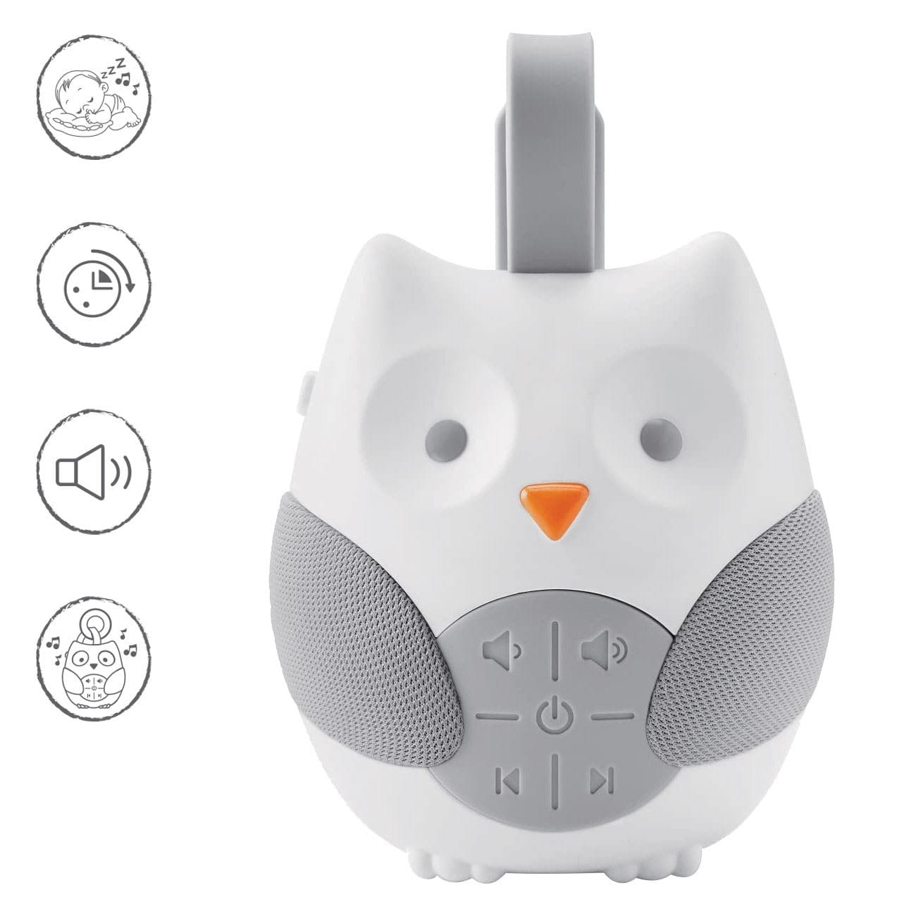 Aparat cu sunet alb si cantece pentru bebelusi, model bufnita
