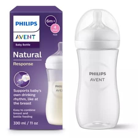 Biberon Philips Avent Natural Response, tetina cu debit rapid, 6 luni+, 330 ml