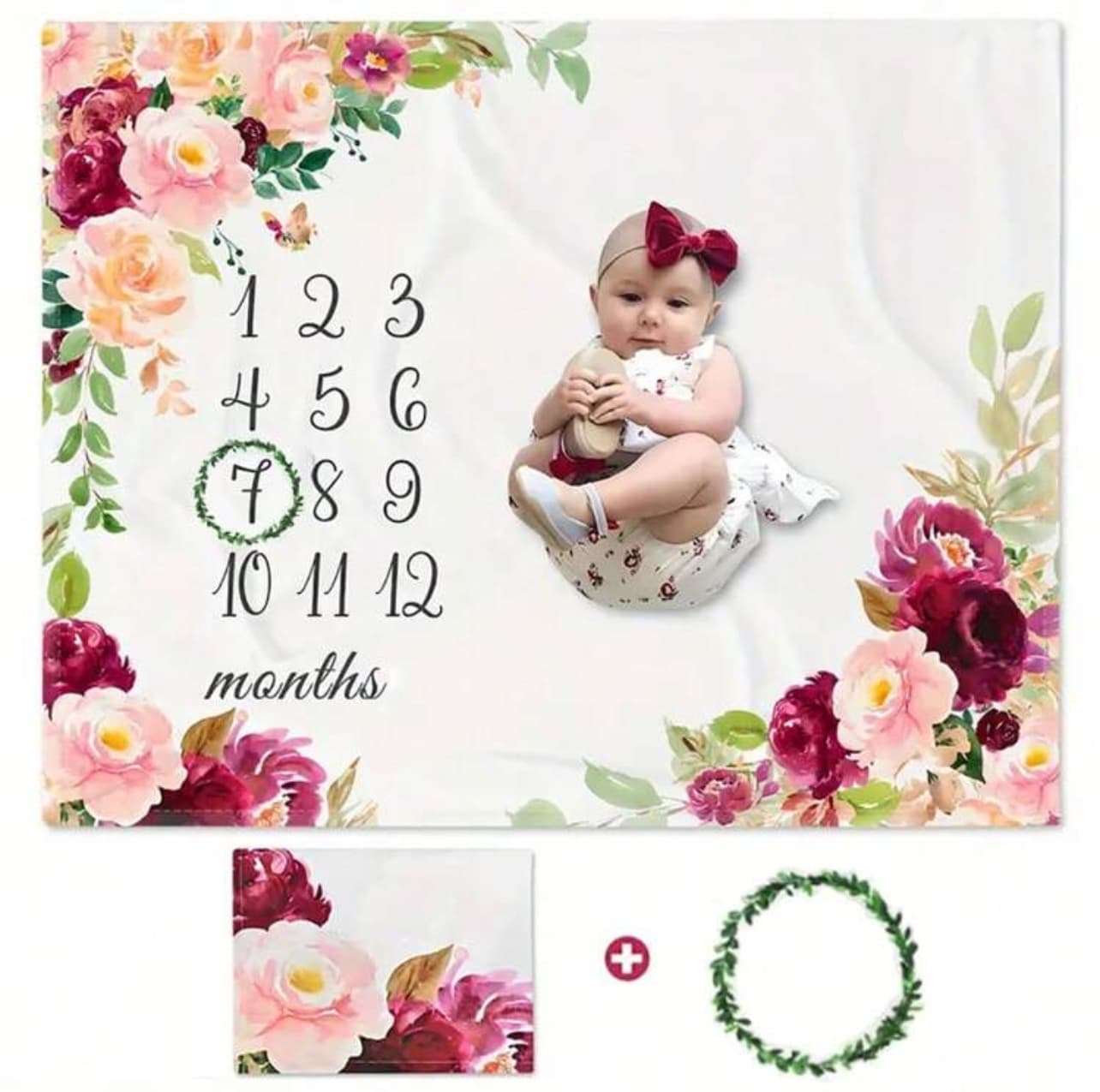 Paturica Aniversara Milestone Cocolino, Inflorata Visiniu