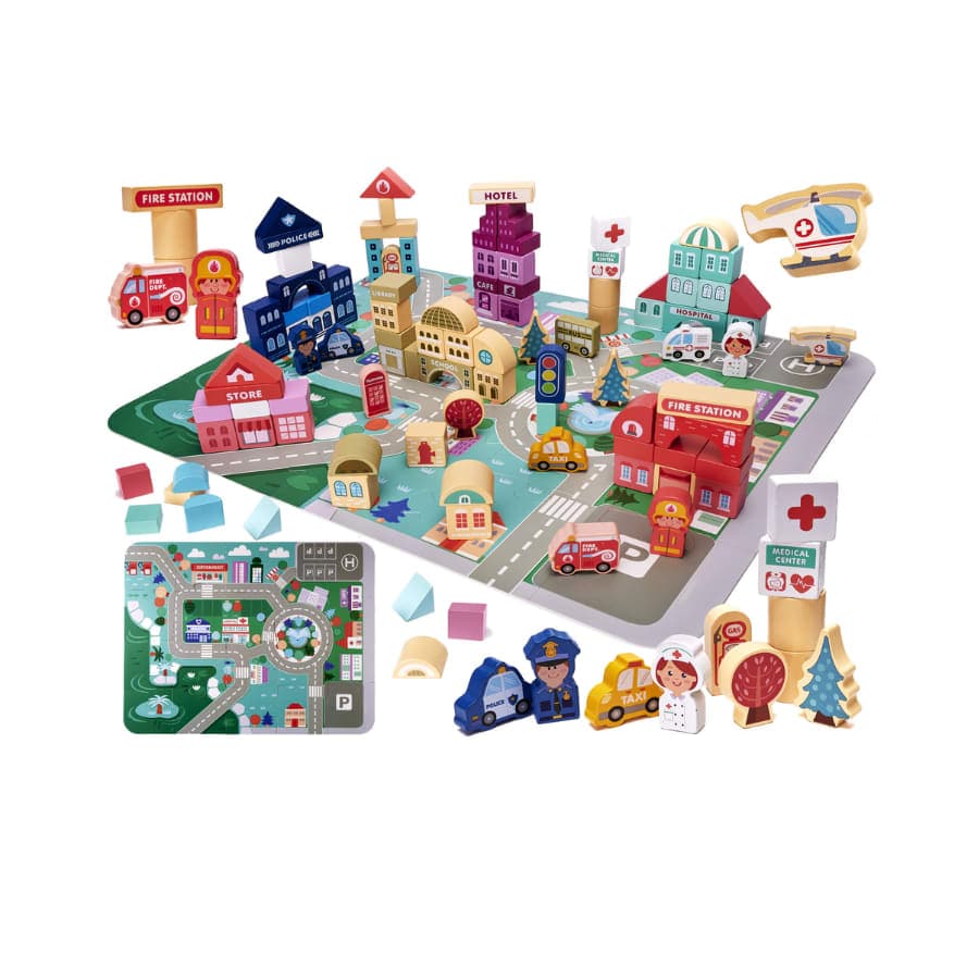 Set jucarii de construit cu covoras, City