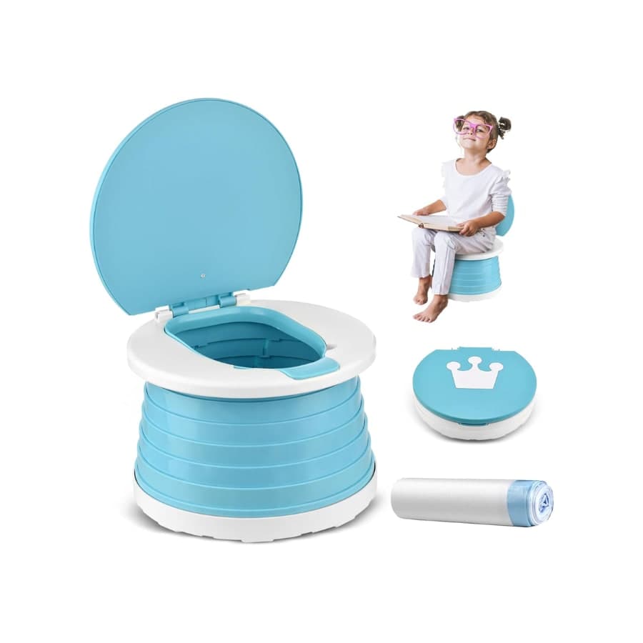 Olita portabila pentru copii, +15 saci, Albastru