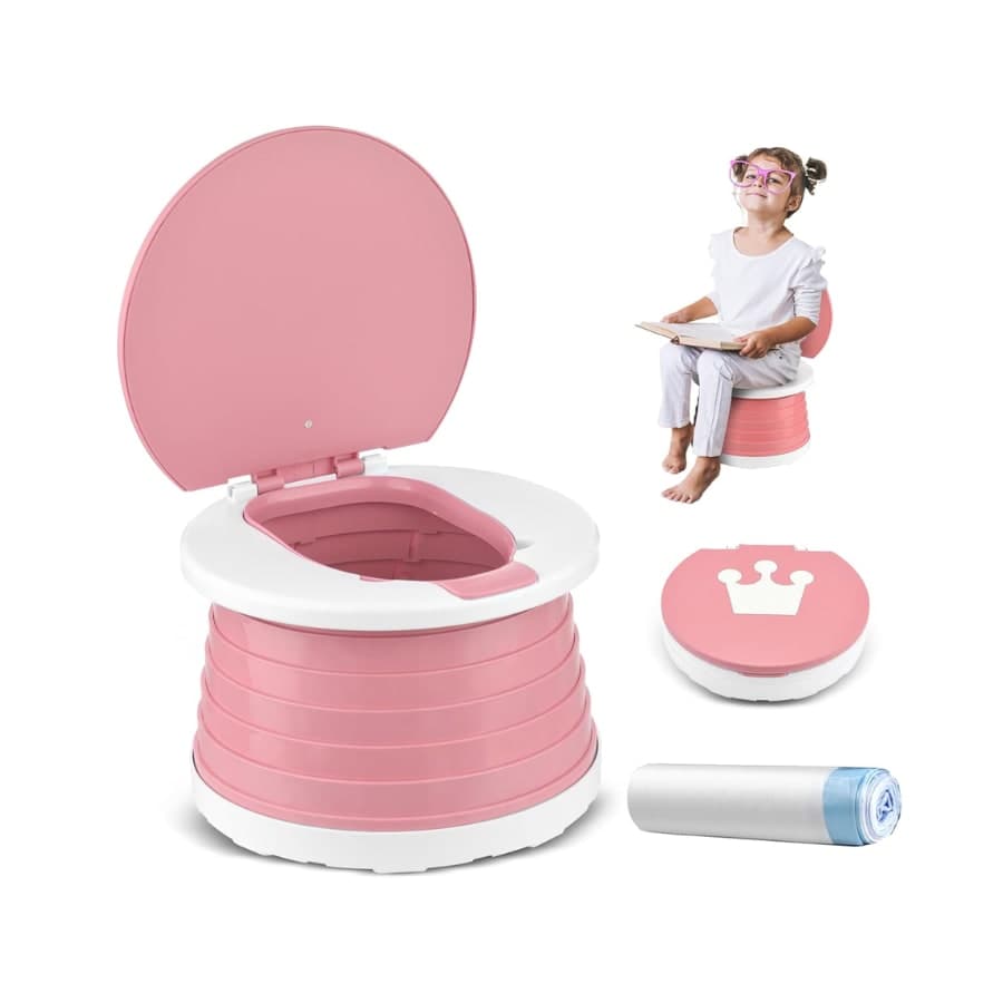 Olita portabila pentru copii, +15 saci, Roz