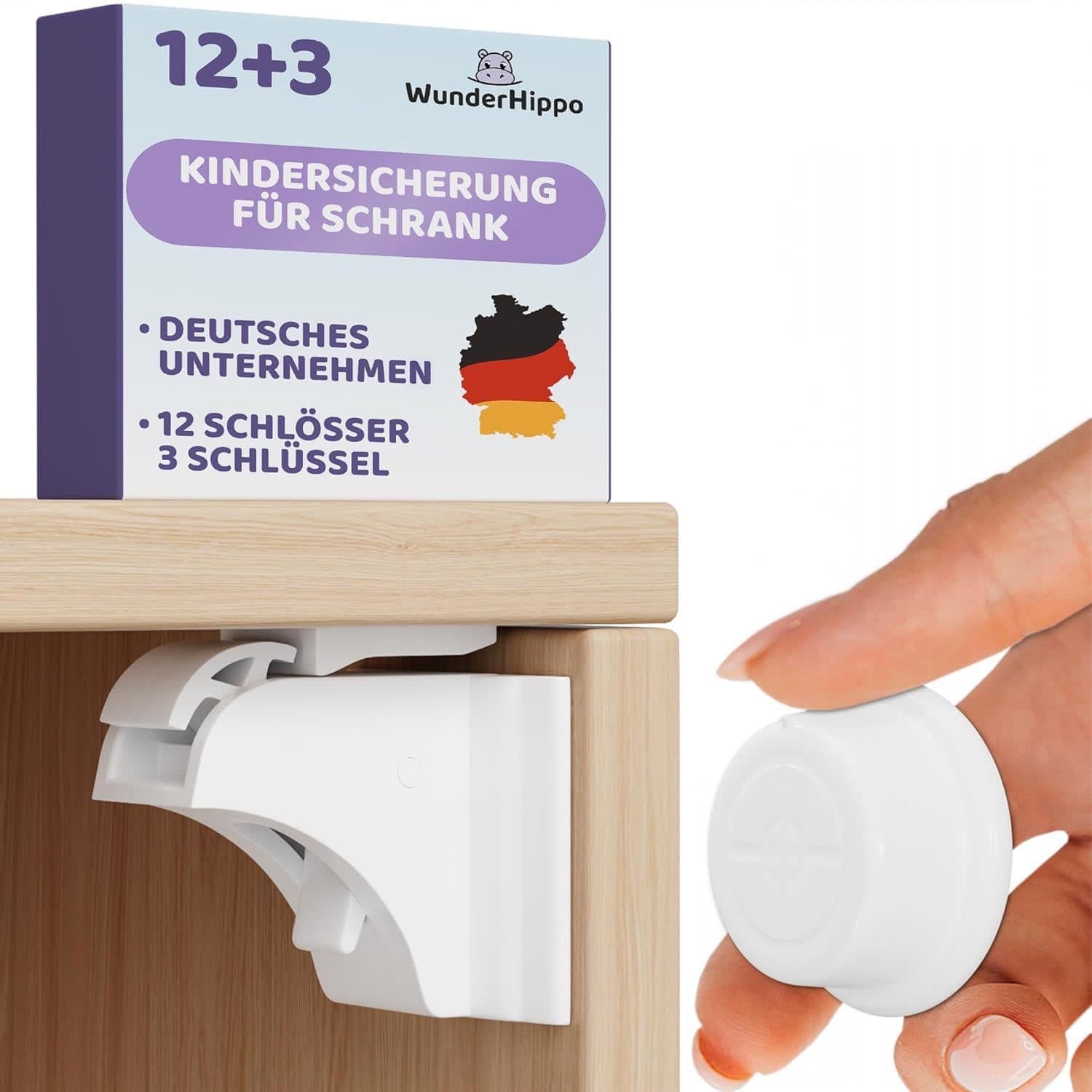 Set 12 Sigurante Magnetice pentru Dulapuri + 3 Chei – Blocare Invizibila Fara Gaurire, Alb