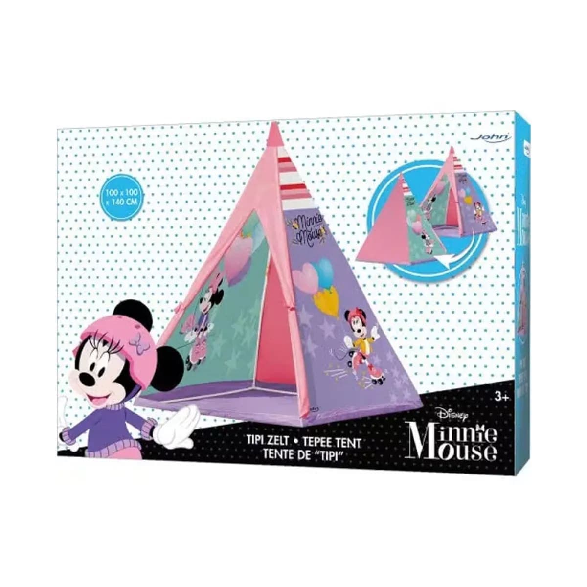 Cort pentru copii Minnie Mouse 100x100x140 cm, tip teepee, pentru interior si exterior