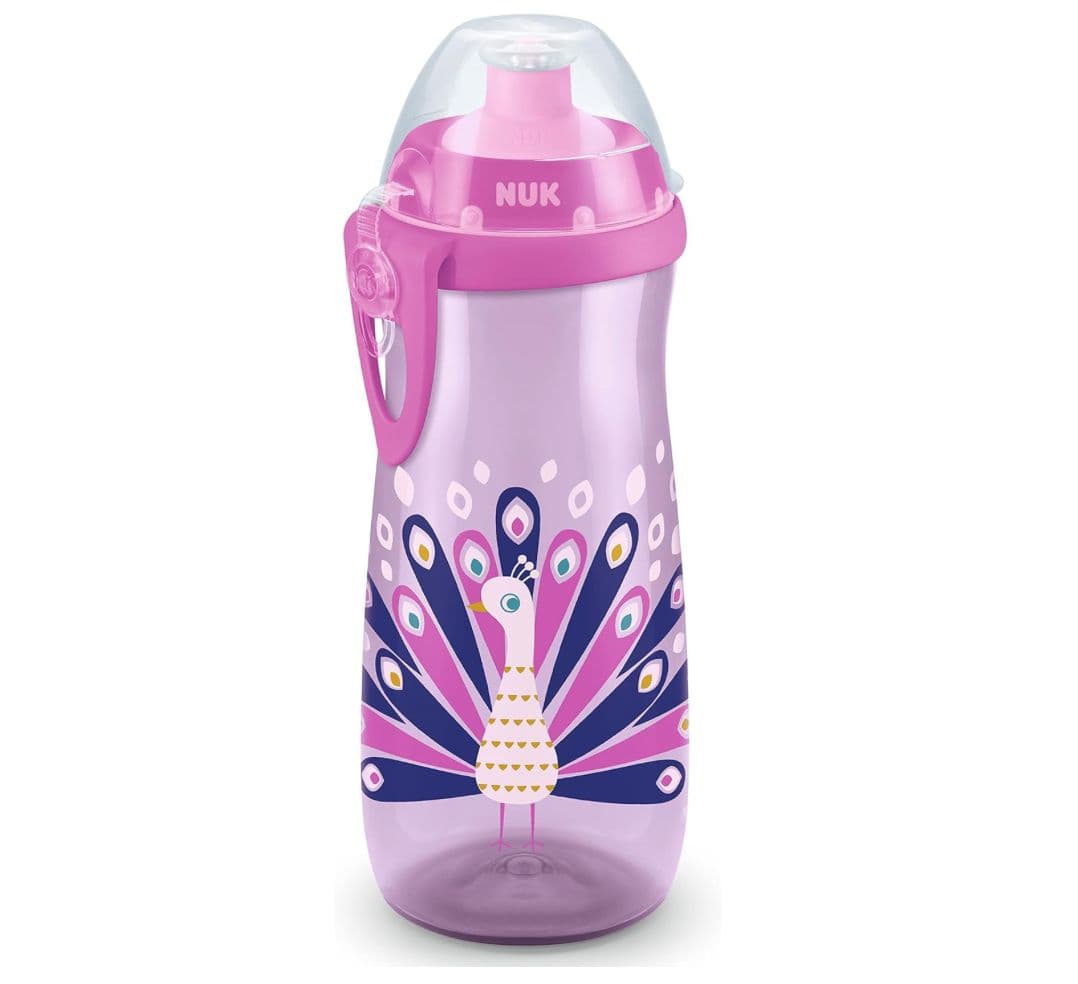 Cana NUK Sports Cup 450 ml, Paun, efect cameleon, 24+ luni, etansa, BPA free