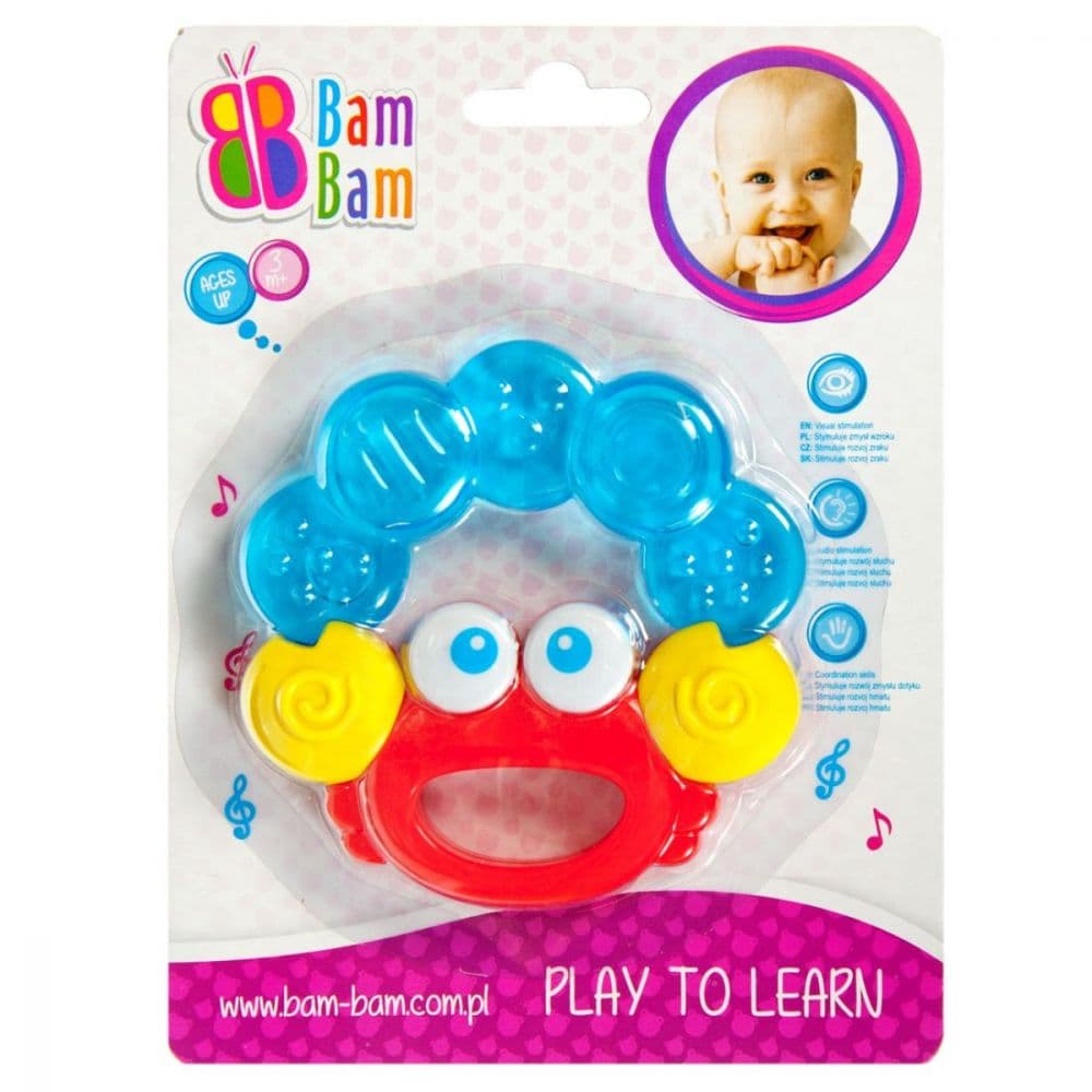 Jucarie de dentitie Bambam Crab, 3 luni+, colorata