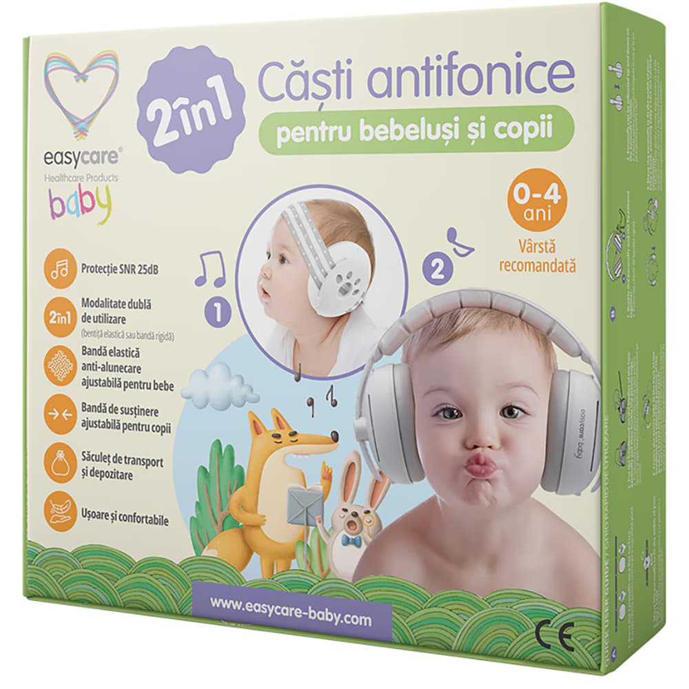 Casti antifonice bebelusi EASYCARE, 0 luni+, alb
