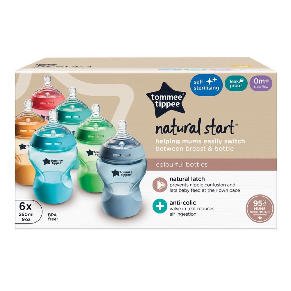 Tommee Tippee Natural Start Anti-Colic Baby Bottle 260 ml – Set 6 Biberoane