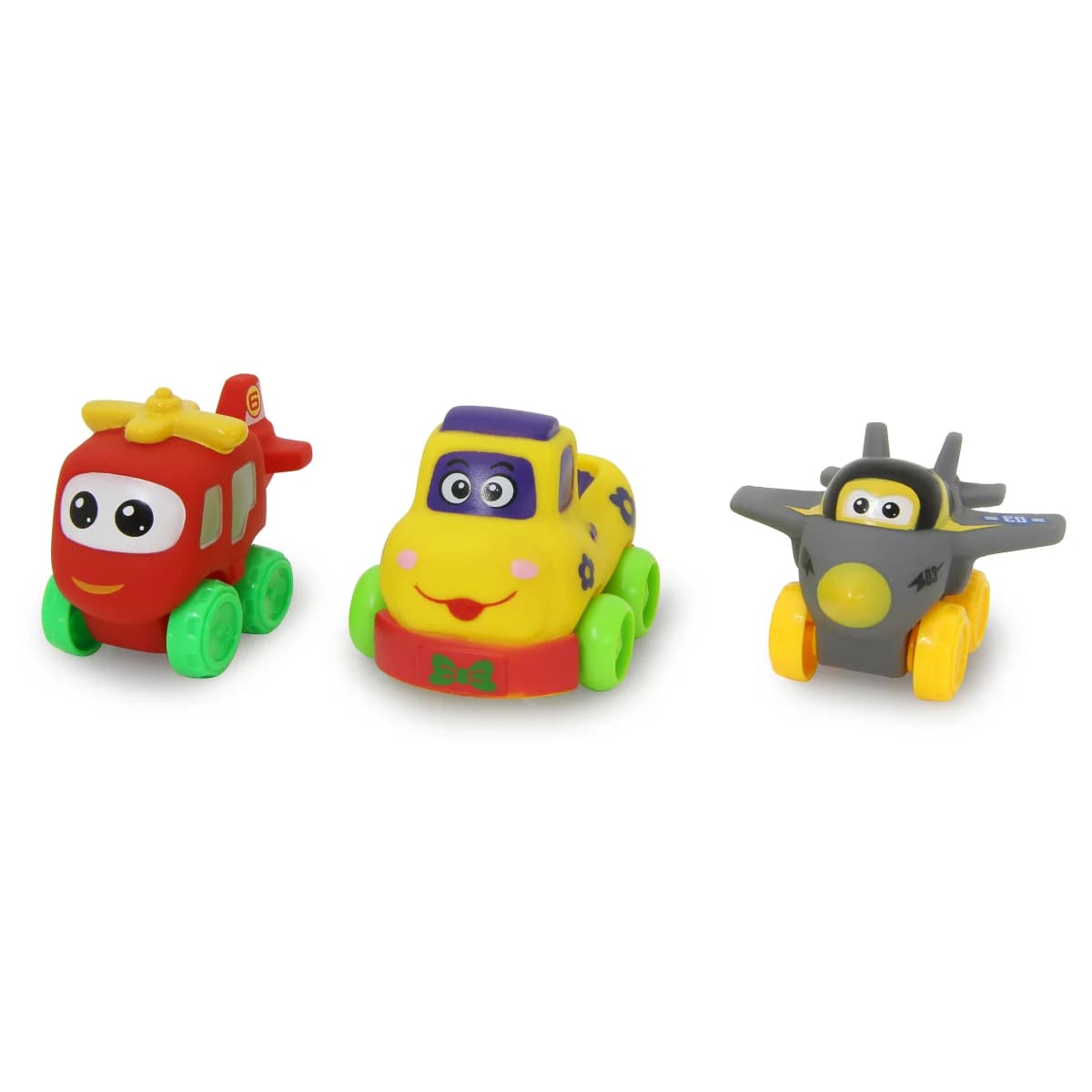 Set 3 masinute, elicopter si vehicule pentru copii 12 luni+