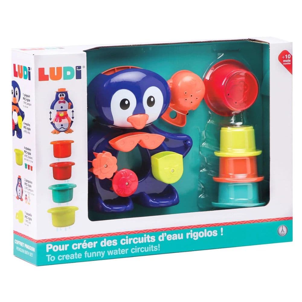 Jucarii de baie Ludi Pinguin – Set 9 piese pentru copii 10 Luni +
