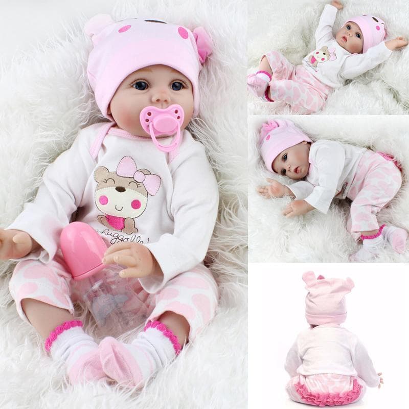 Papusa bebelus Reborn Baby 55 cm, aspect realist