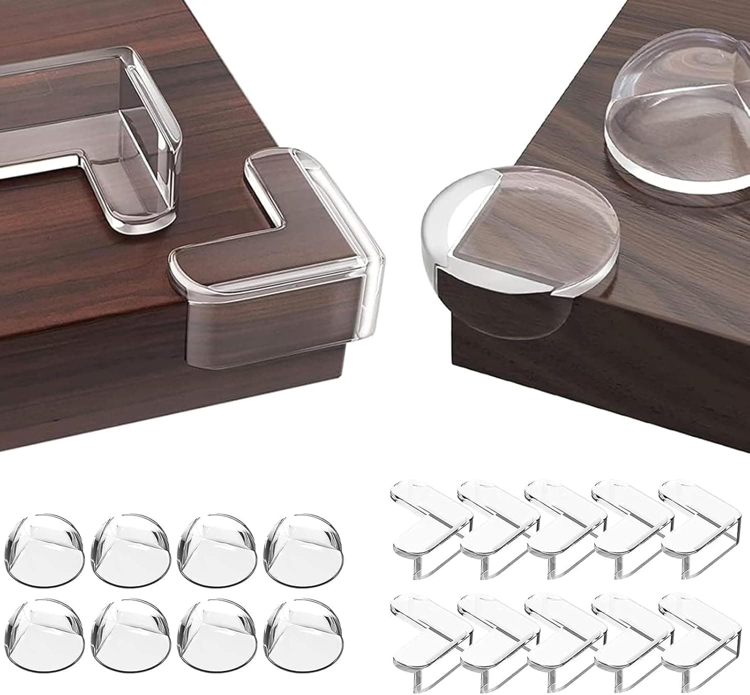 Protectii colturi mobilier copii set 20 bucati, transparente si autoadezive