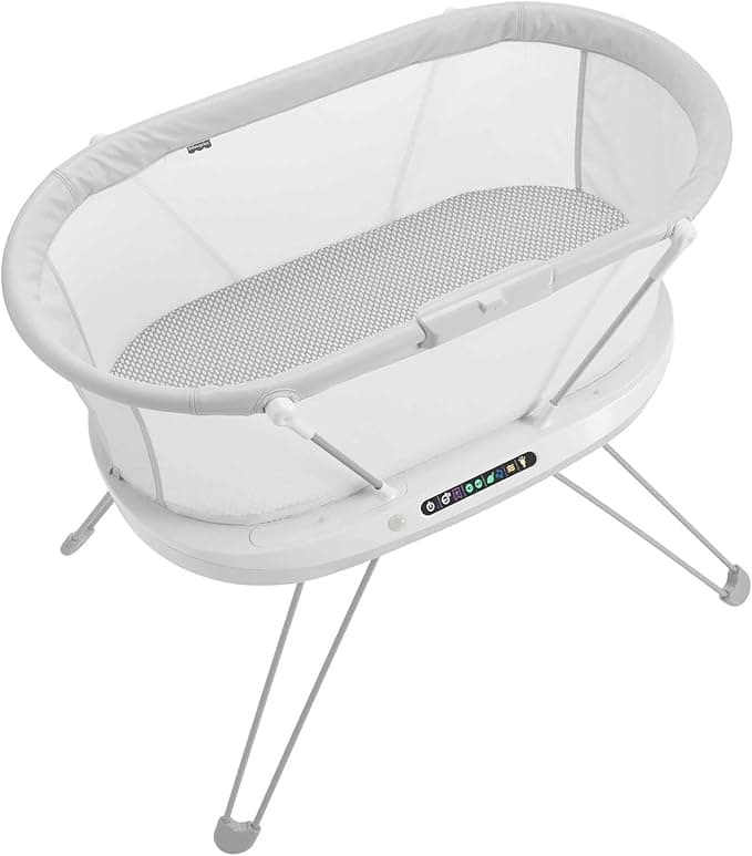 Patut tip bedside sleeper Fisher-Price pentru bebelusi, cu detectare a sunetului si lumini, muzica si sunete