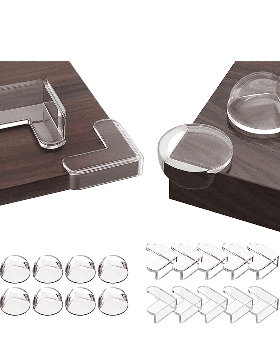 Protectii colturi mobilier copii set 20 bucati, transparente si autoadezive