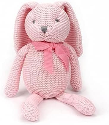Iepuras Delicat Bumbac Organic - Roz 18cm, Nou Nascut