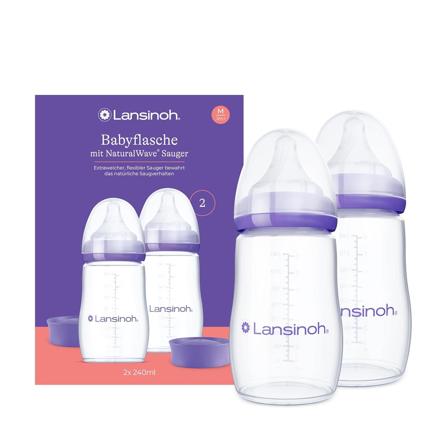 Set 2 biberoane Lansinoh | NaturalWave -240 ml