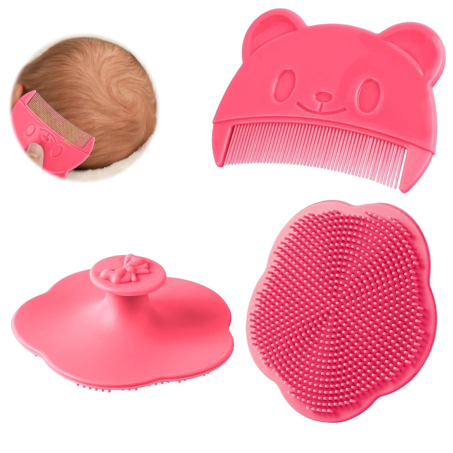 Set perie si pieptene pentru bebelusi, Roz
