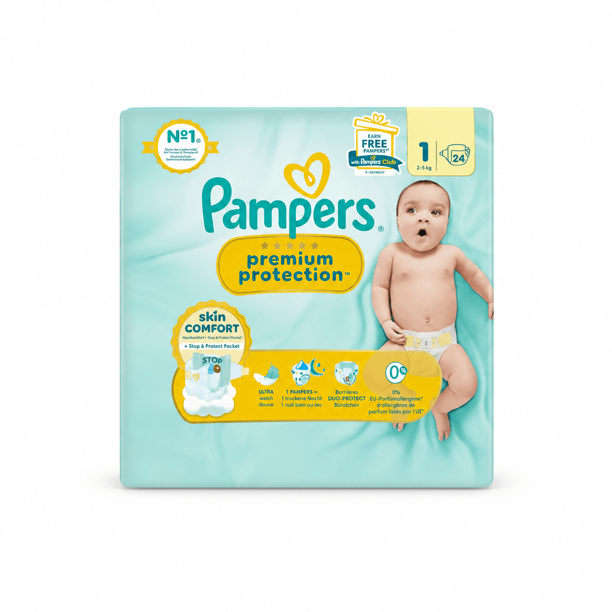 Scutece Pampers 24buc, Premium, Protectie Sigura 2-5kg
