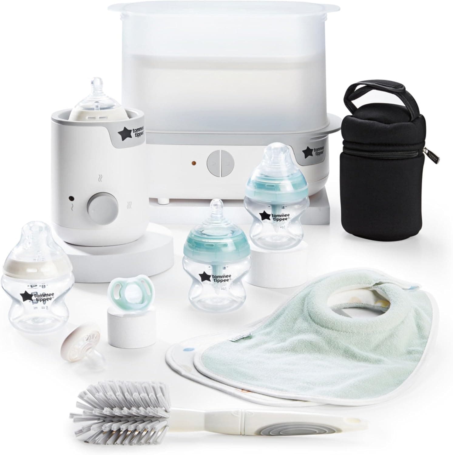 Set complet Tommee Tippee bebe cu sterilizator electric rapid, incalzitor, 4 biberoane