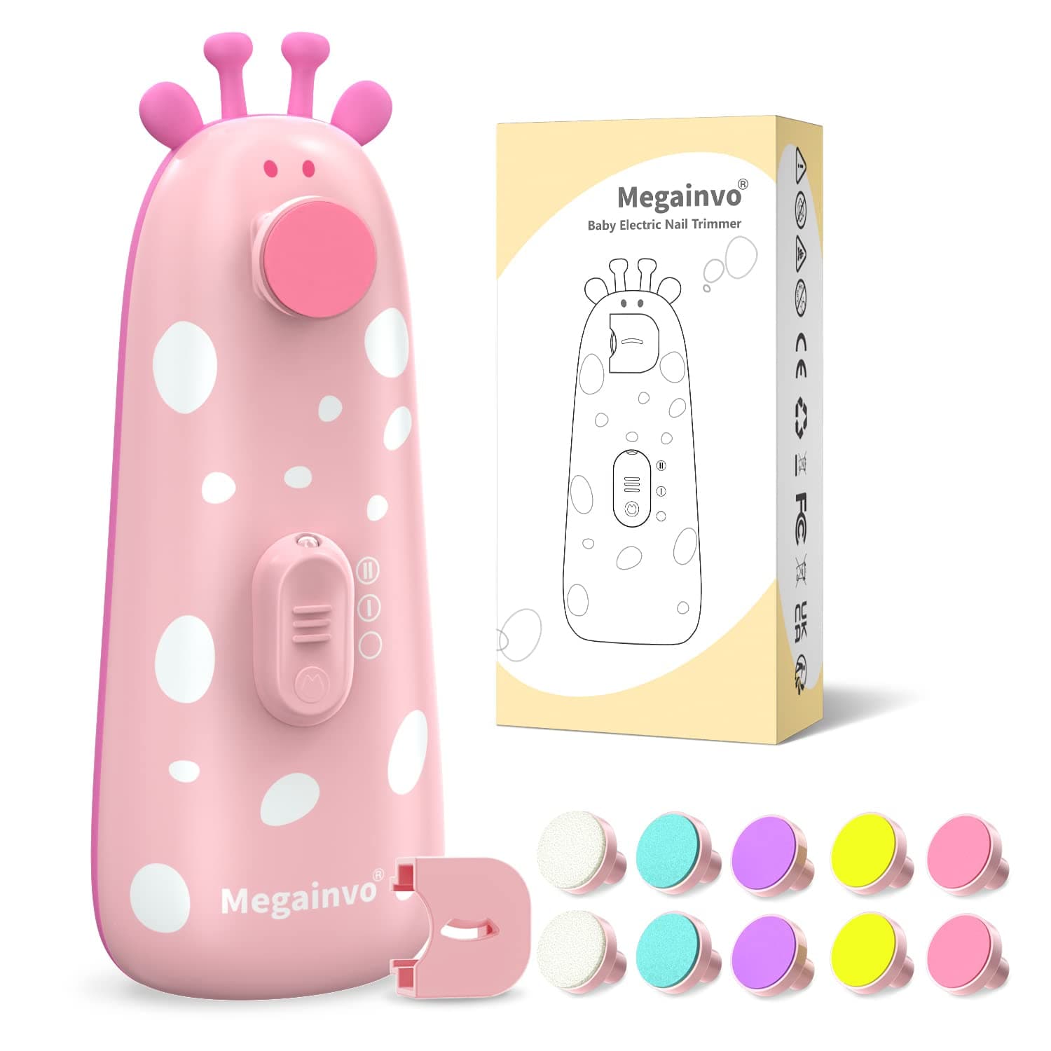 Pila electrica bebelusi cu Led si 10 capete, Girafa roz
