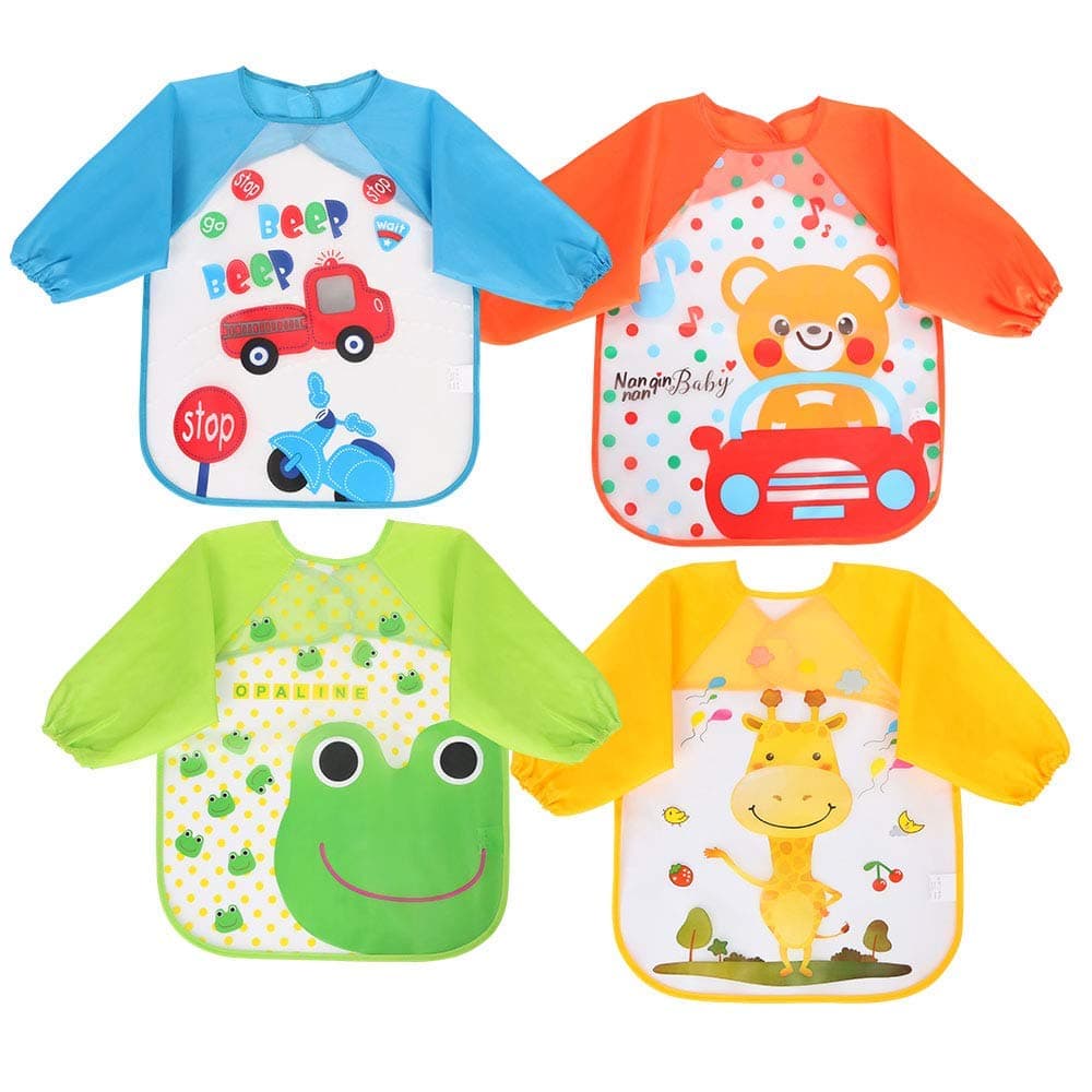 Set 4 bavete impermeabile atractive, modele colorate si animale