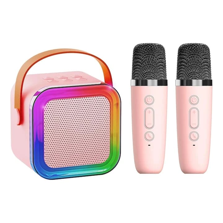 Sistem karaoke copii portabil interactiv, 2 microfoane colorate