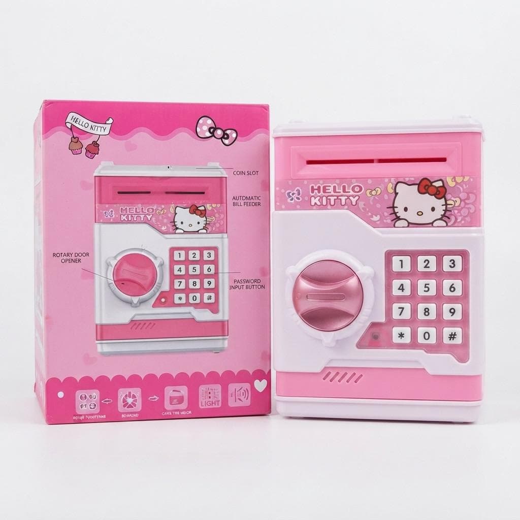Pusculita Hello Kitty cu functie ATM, cod Pin si Seif