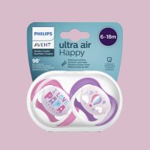 Ciuccio ultra air Philips Avent, per 6-18 mesi, ortodontico e senza BPA, 2 pezzi, custodia da trasportosterilizzazione inclusa 1