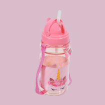 Sticla Apa Pop Up din Plastic Roz Unicorn pentru Copii 350ml