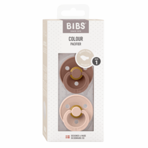 BIBS - Set 2 suzete Colour Latex, tetina anatomica, 0 luni +-Blush/Woodchuck