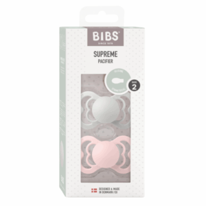 BIBS - Set 2 suzete Supreme Silicon, tetina simetrica, 6 luni +-Haze/Blossom