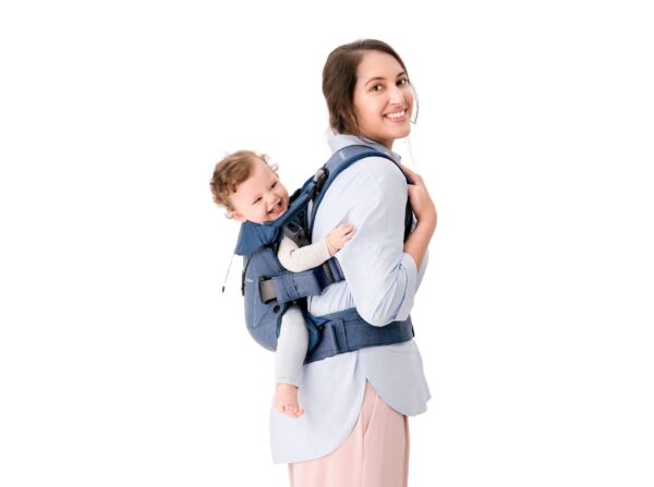 BabyBjorn - Marsupiu anatomic One, cu pozitii multiple de purtare Denim Midnight Blue, Bumbac - imagine 2
