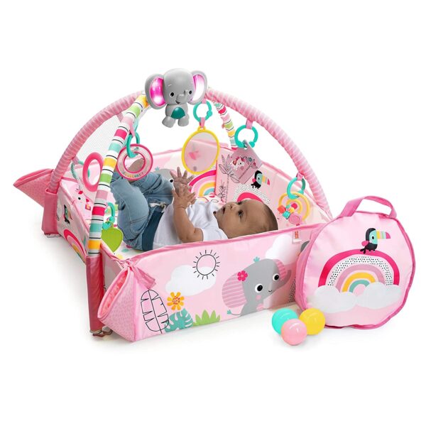 Bright Starts - Salteluta de activitati 5 in 1 Gym & Ball Pit Rainbow Tropics - imagine 2
