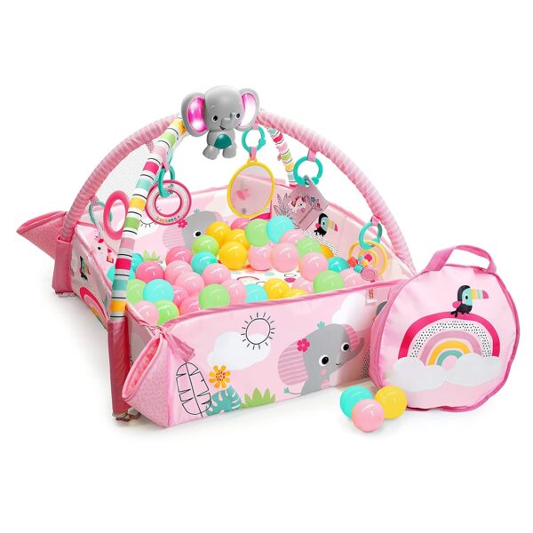 Bright Starts - Salteluta de activitati 5 in 1 Gym & Ball Pit Rainbow Tropics - imagine 4