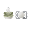 BIBS - Set 2 suzete Supreme Fosforescente GLOW Silicon, tetina simetrica, 0 luni +-Sage/Cloud - imagine 4