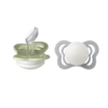 BIBS - Set 2 suzete Fosforencente Couture Glow Silicon, tetina anatomica, 0 luni +-Sage/Cloud - imagine 3
