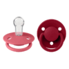 BIBS - Set 2 suzete De Lux Silicon, tetina rotunda, marime universala-Coral/Ruby - imagine 3