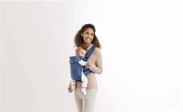 BabyBjorn - Marsupiu anatomic Mini, cu pozitii multiple de purtare, Vintage Indigo, Bumbac - imagine 4
