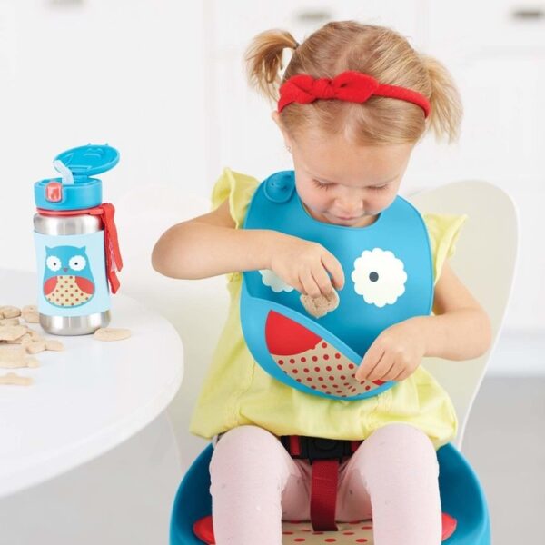 Skip Hop Bavetica de silicon Fold & Go Zoo - Bufnita - imagine 4