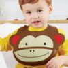 Skip Hop Bavetica de silicon Fold & Go Zoo - Maimutica - imagine 5
