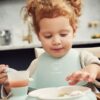 BabyBjorn - Set hranire: farfurie, lingurita, furculita, pahar si bavetica pentru bebe, Powder Green - imagine 4