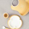 BabyBjorn - Set hranire: farfurie, lingurita, furculita, pahar si bavetica pentru bebe, Powder Yellow - imagine 3
