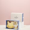 BabyBjorn - Set hranire: farfurie, lingurita, furculita, pahar si bavetica pentru bebe, Powder Yellow - imagine 4