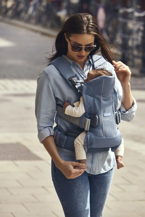 BabyBjorn - Marsupiu anatomic One Air - Slate Blue, 3D Mesh - imagine 4