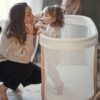 BabyBjorn - Patut reglabil pe inaltime din mesh, Alb - imagine 3