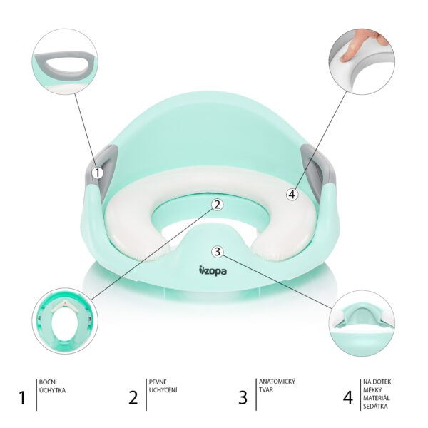 ZOPA - Reductor anatomic pentru toaleta, colac inclus Coach Ice Green - imagine 5