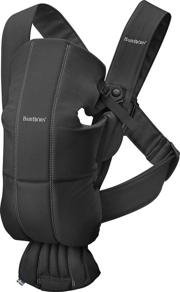 BabyBjorn - Marsupiu anatomic Mini, cu pozitii multiple de purtare, Black, Bumbac