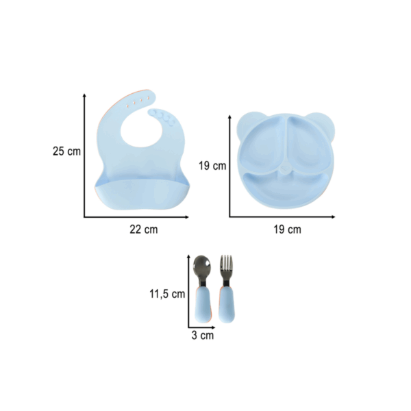 Set 4 piese diversificarea bebelusului, silicon, culoare Bleu - imagine 6
